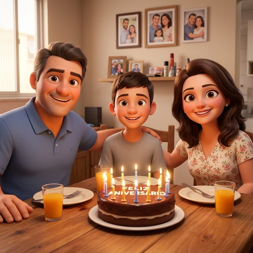 A mesma foto transformada em arte no estilo Animação 3D