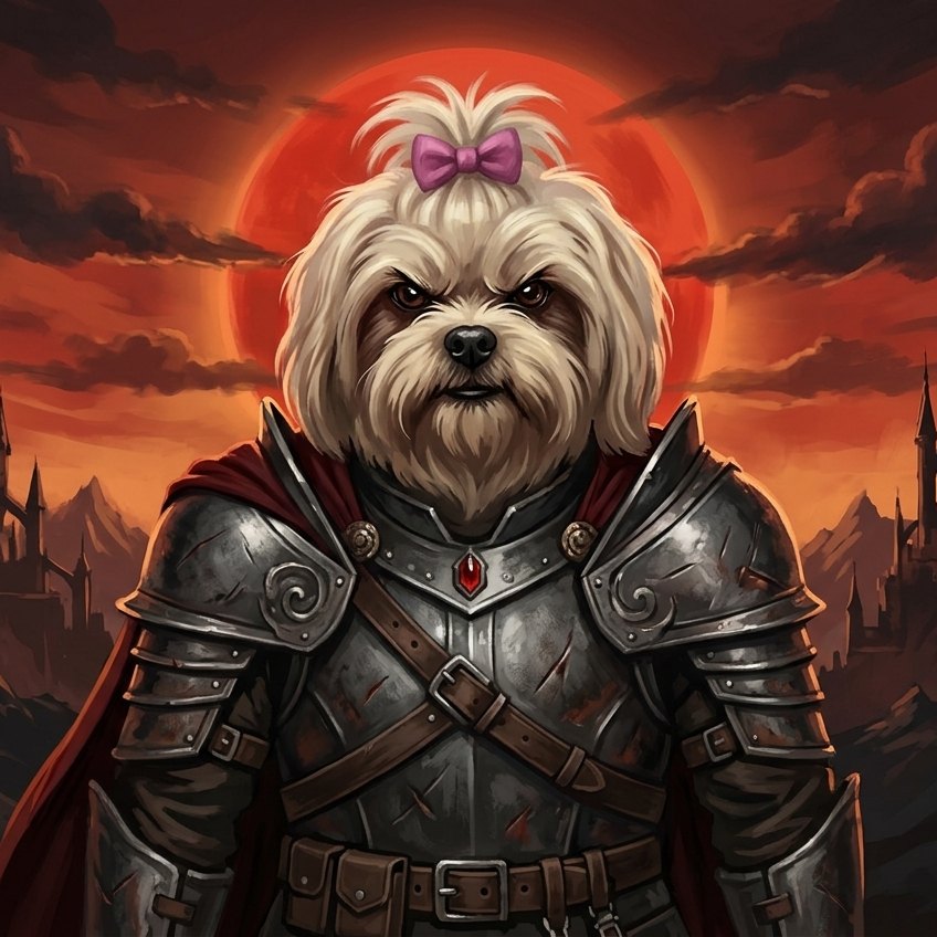 A mesma foto transformada em arte no estilo Pet Guerreiro
