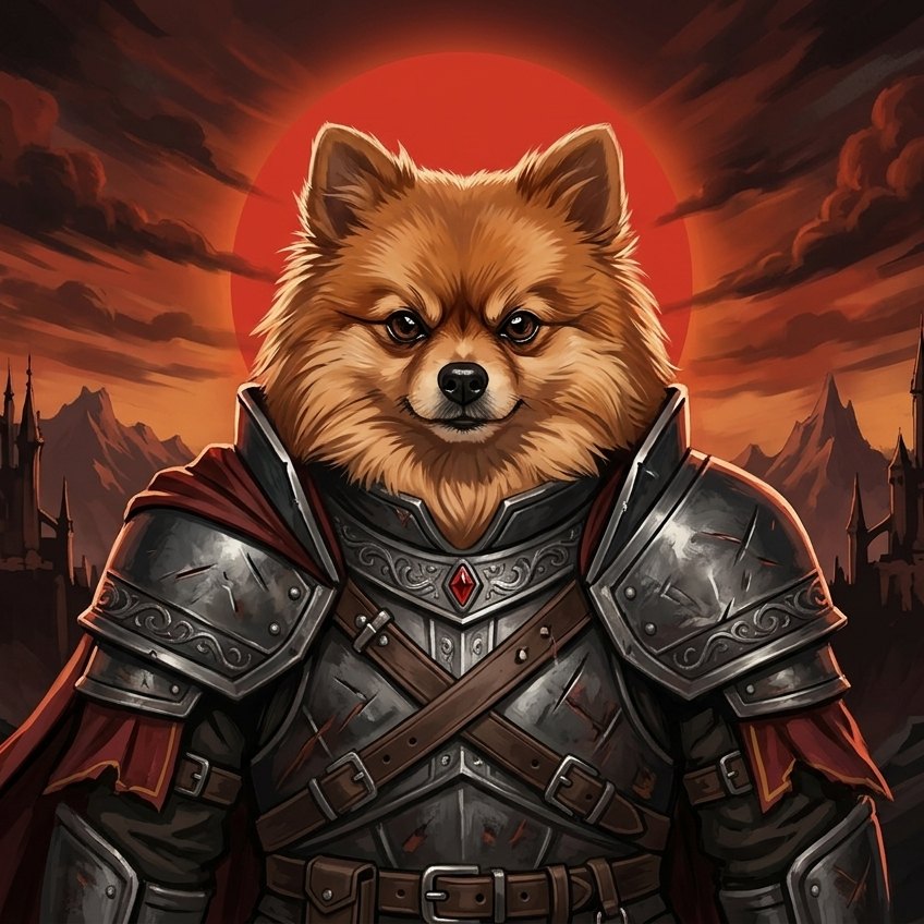A mesma foto transformada em arte no estilo Pet Guerreiro