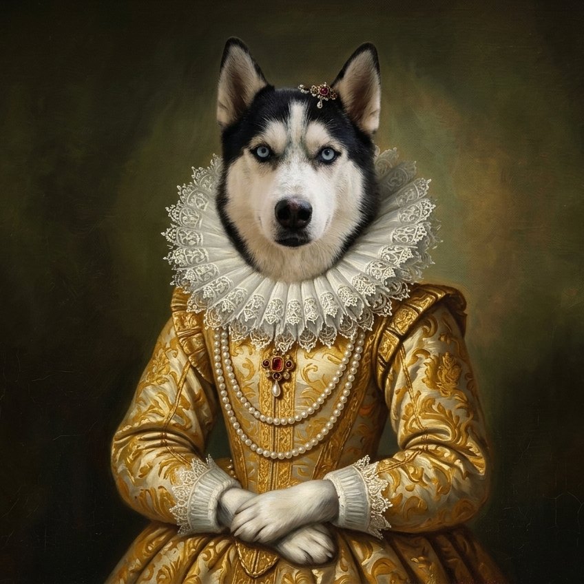 A mesma foto transformada em arte no estilo Pet Realeza