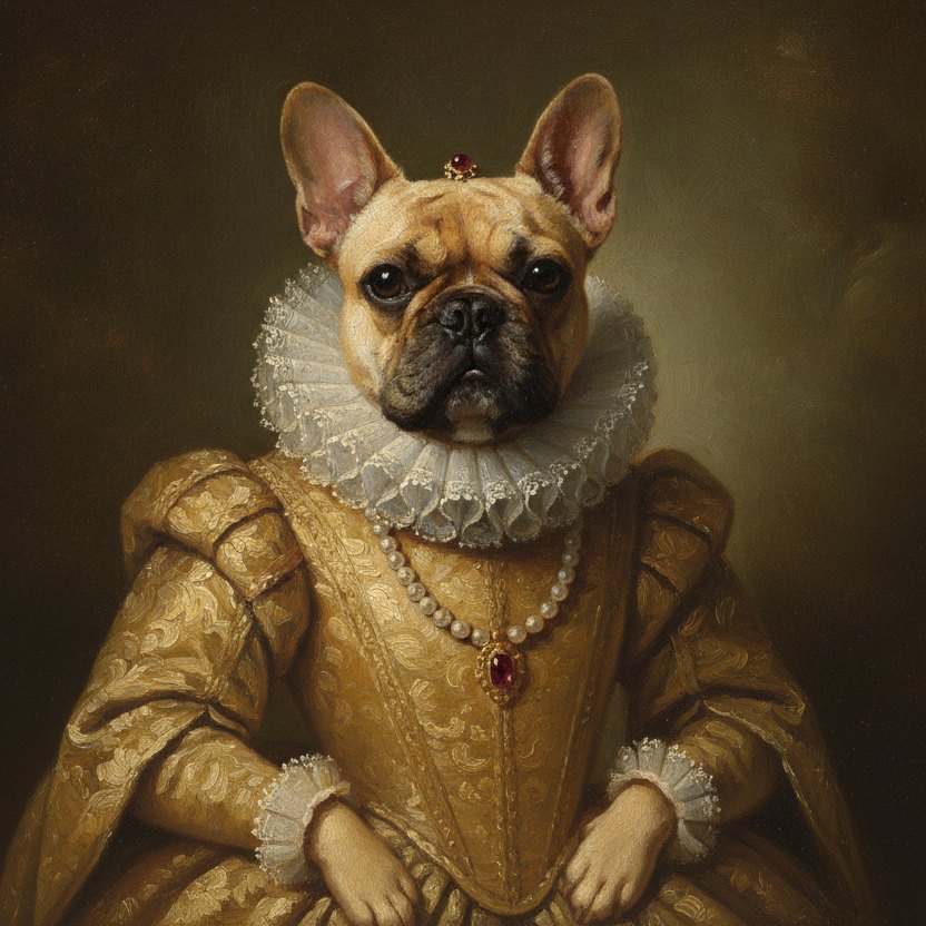 A mesma foto transformada em arte no estilo Pet Realeza