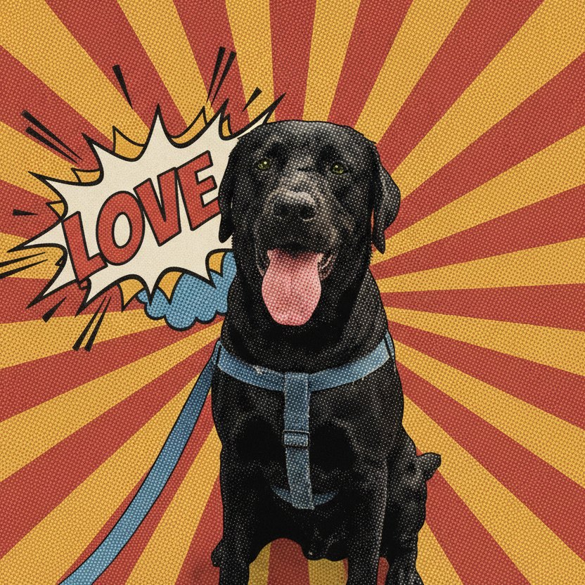 A mesma foto transformada em arte no estilo Pop Art