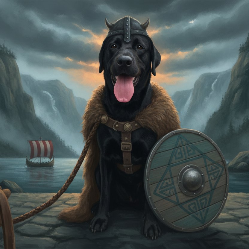 A mesma foto transformada em arte no estilo Viking