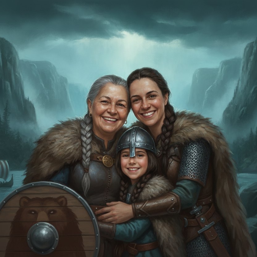 A mesma foto transformada em arte no estilo Viking