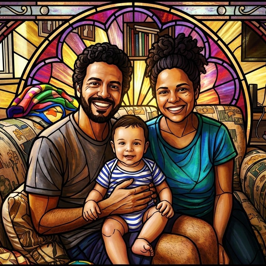 A mesma foto transformada em arte no estilo Vitral