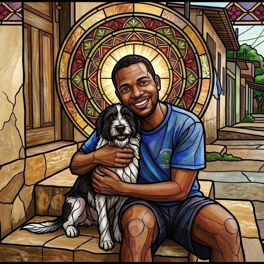 A mesma foto transformada em arte no estilo Vitral