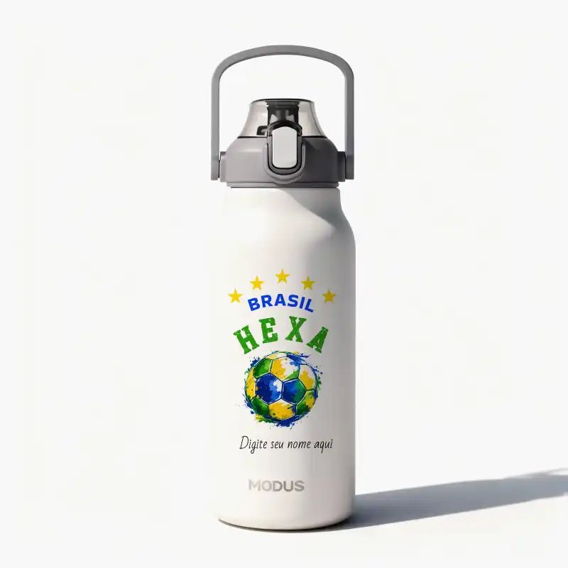 Garrafa - Modus - 1,7L - Branco - Copa - bola - aquarela - Customizi