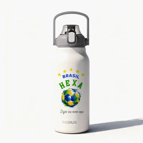 Garrafa - Modus - 1,7L - Branco - Copa - bola - aquarela - Customizi