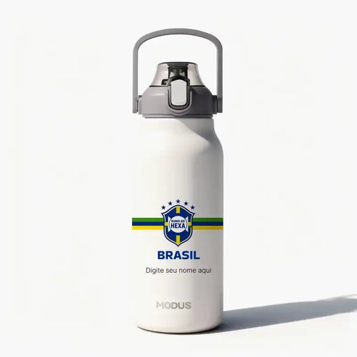 Garrafa - Modus - 1,7L - Branco - Copa - hexa - brasão - Customizi