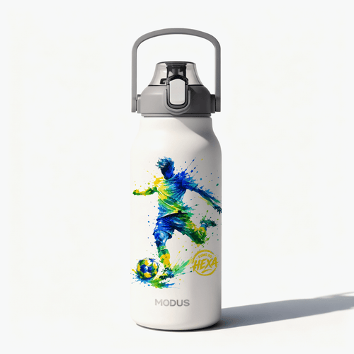 Garrafa - Modus - 1,7L - Branco - Copa - Jogador - aquarela - Customizi
