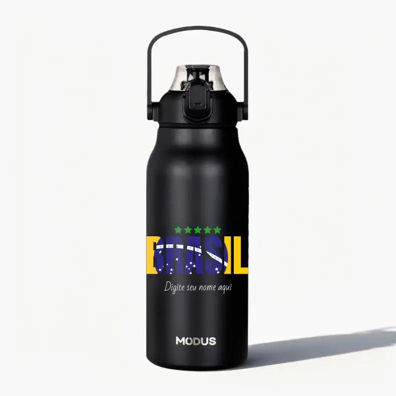 Garrafa - Modus - 1,7L - Preto - Copa - Bandeira - Brasil - Customizi