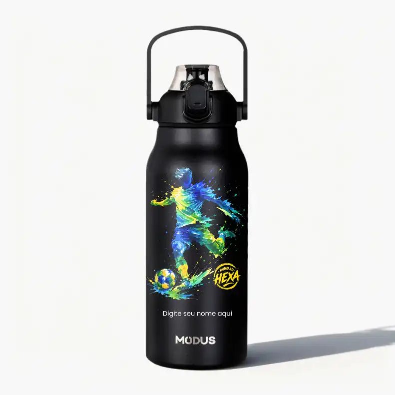 Garrafa - Modus - 1,7L - Preto - Copa - Jogador - Aquarela - Customizi