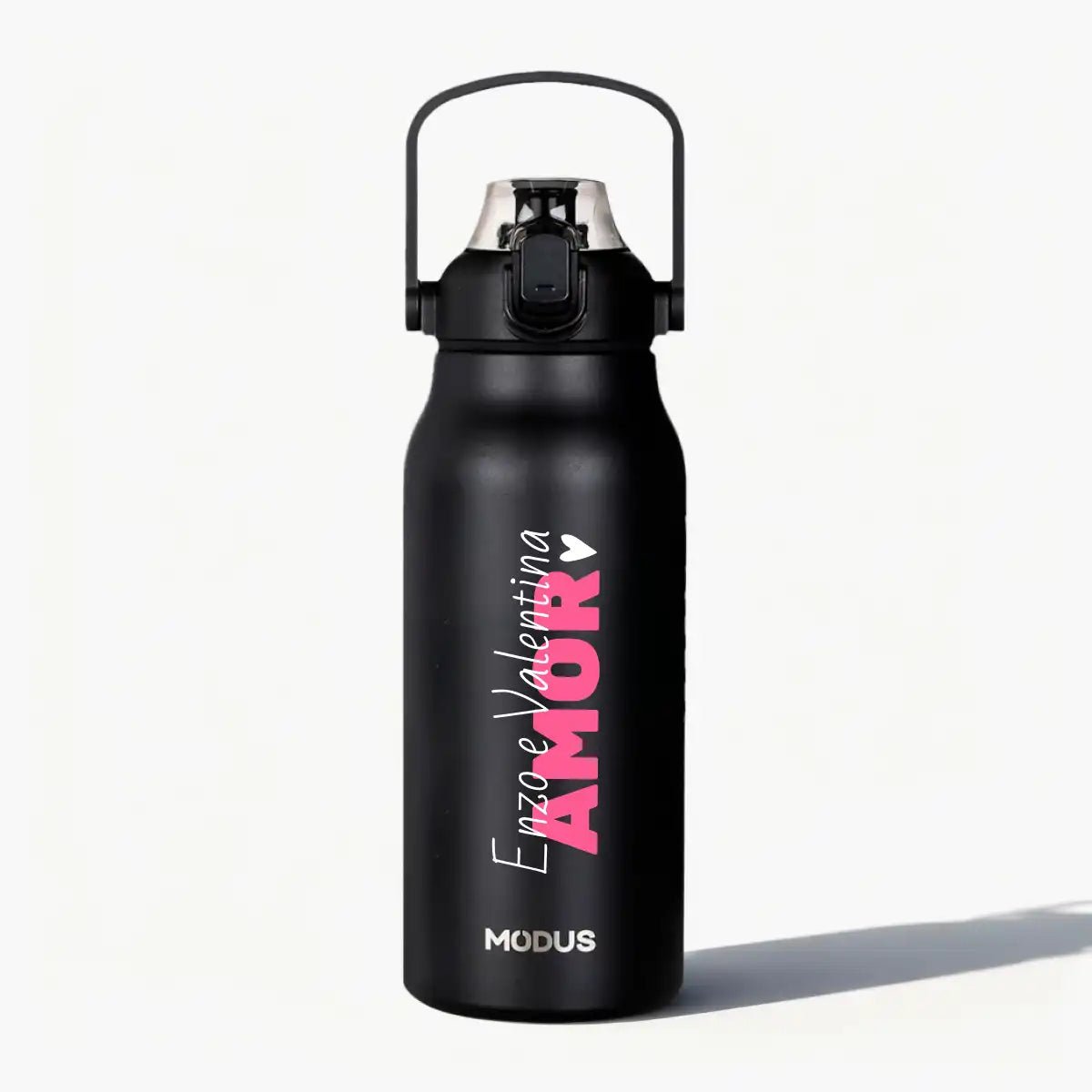 Garrafa - Modus - 1,7L - Preto - Namorados - Amor - Customizi