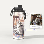 Garrafa Térmica 1L Aquarela personalizada: antes e depois com a foto enviada