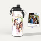Garrafa Térmica 1L Aquarela personalizada: antes e depois com a foto enviada