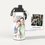 Garrafa Térmica 1L Aquarela personalizada: antes e depois com a foto enviada