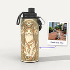 Garrafa Térmica 1L Art Nouveau personalizada: antes e depois com a foto enviada