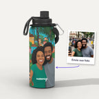 Garrafa Térmica 1L Arte Naïf Brasileira personalizada: antes e depois com a foto enviada