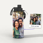 Garrafa Térmica 1L Impressionismo personalizada: antes e depois com a foto enviada