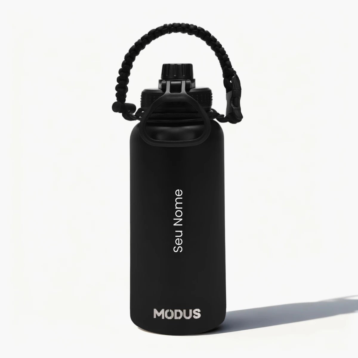 Garrafa Modus 1L Preto - Texto Vertical - customizi