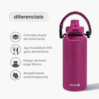 Garrafa Modus 1L Rosa Texto Vertical - customizi
