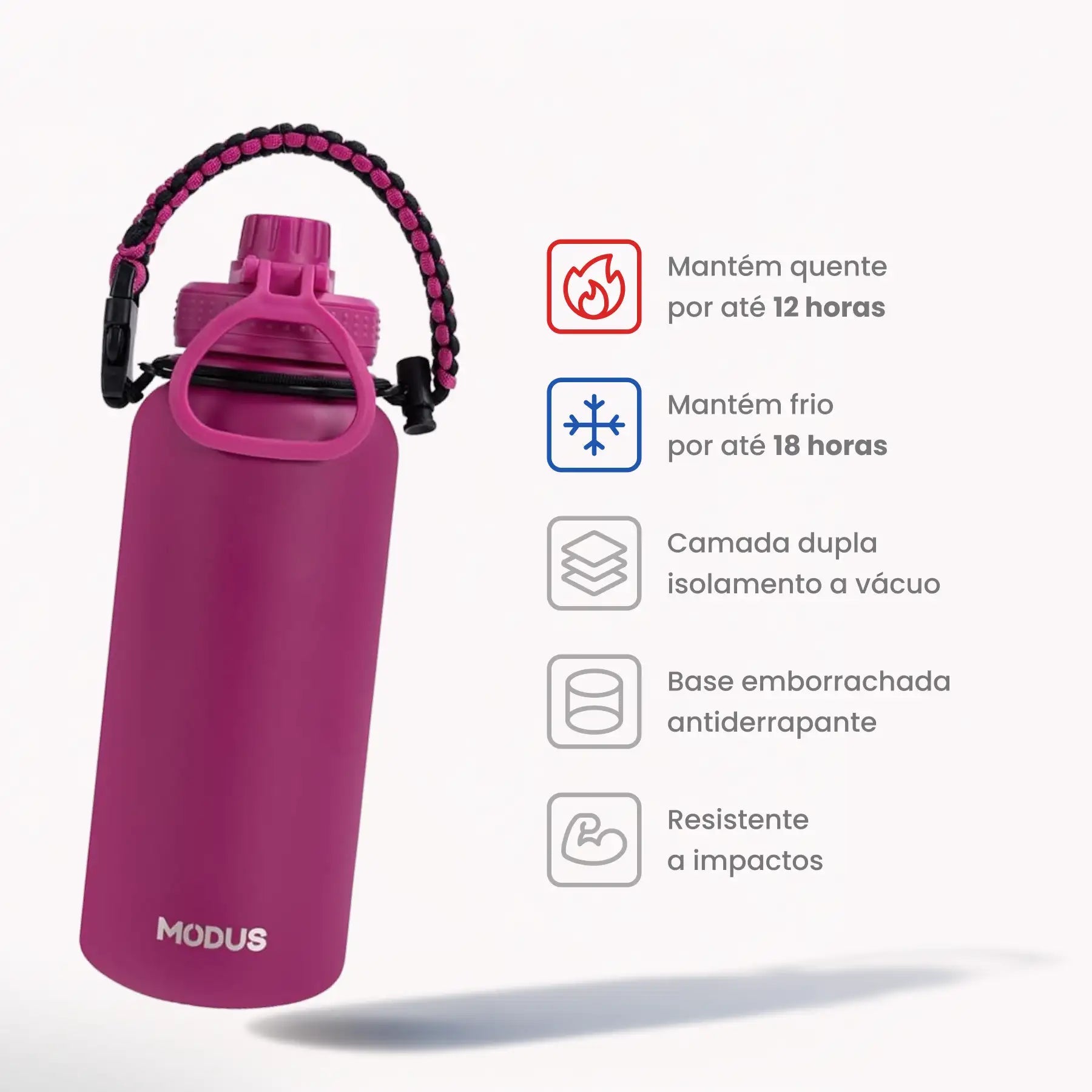 Garrafa Modus 1L Rosa Texto Vertical - customizi