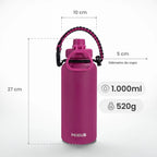 Garrafa Modus 1L Rosa Texto Vertical - customizi