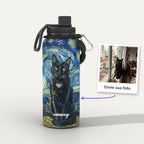 Garrafa Térmica 1L Noite Estrelada Van Gogh personalizada: antes e depois com a foto enviada