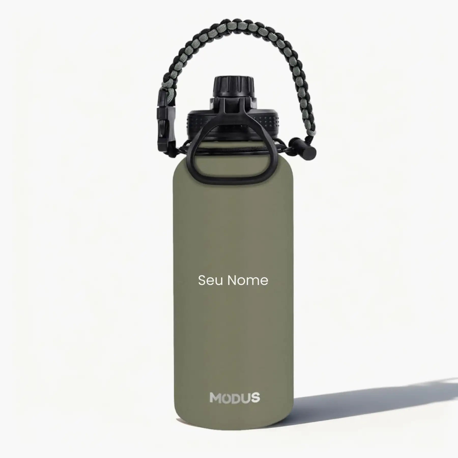 Garrafa Modus 1L Verde Oliva Texto Horizontal - customizi