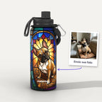 Garrafa Térmica 1L Vitral personalizada: antes e depois com a foto enviada