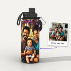 Garrafa Térmica 1L Vitral personalizada: antes e depois com a foto enviada