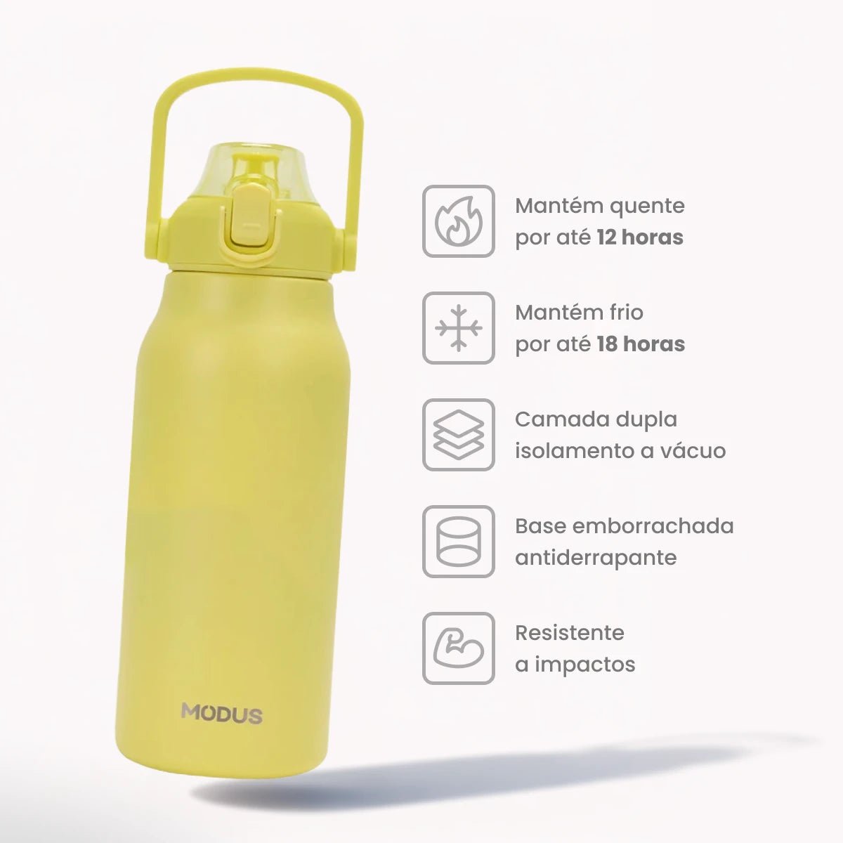 Garrafa Térmica Modus 1,7L Amarela Texto Vertical - customizi