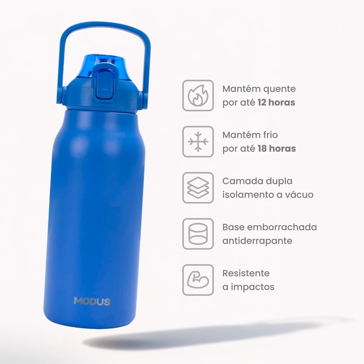 Garrafa Térmica Modus 1,7L Azul Texto horizontal - customizi