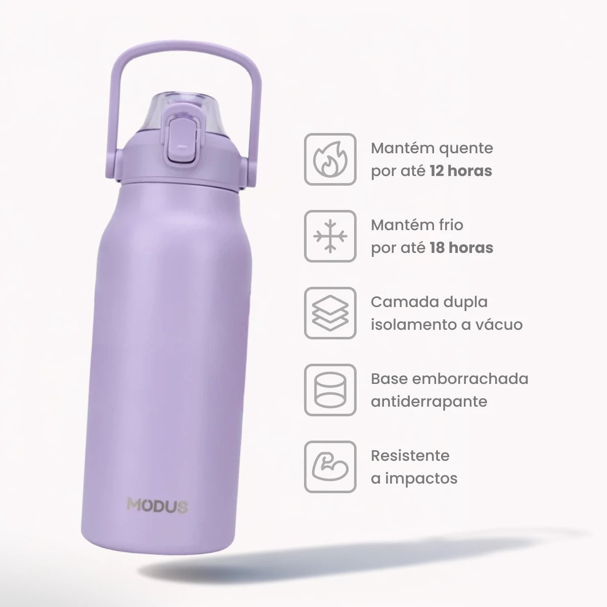 Garrafa Térmica Modus 1,7L Lilás Texto Vertical - customizi