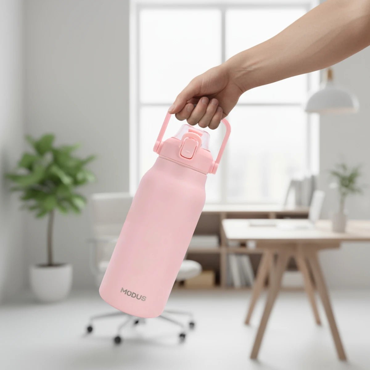 Garrafa Térmica Modus 1,7L Rosa Texto Vertical - customizi