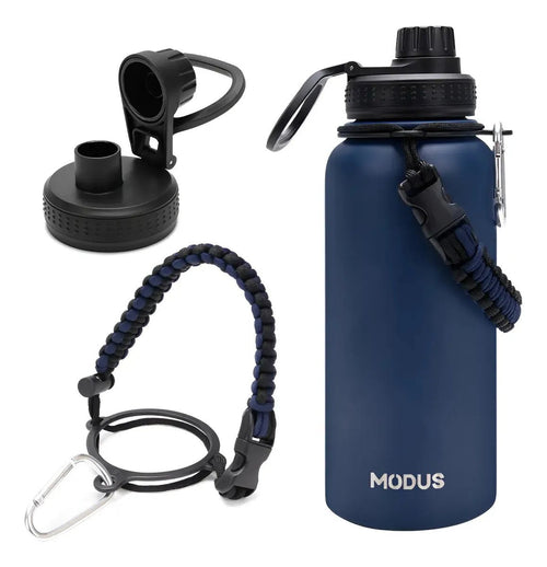 Modus 950ml Garrafa Térmica Inox 304 Com Alça Paracord Azul - marinho - Customizi