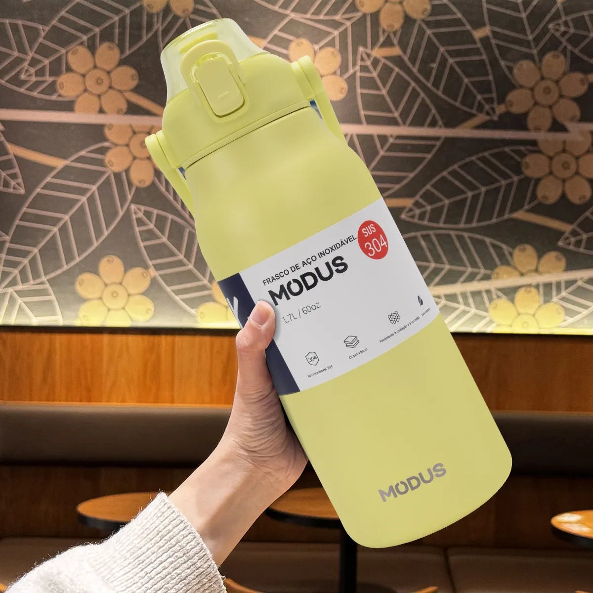 Modus Garrafa Térmica 1,7L Isolamento A Vácuo Amarelo - Customizi