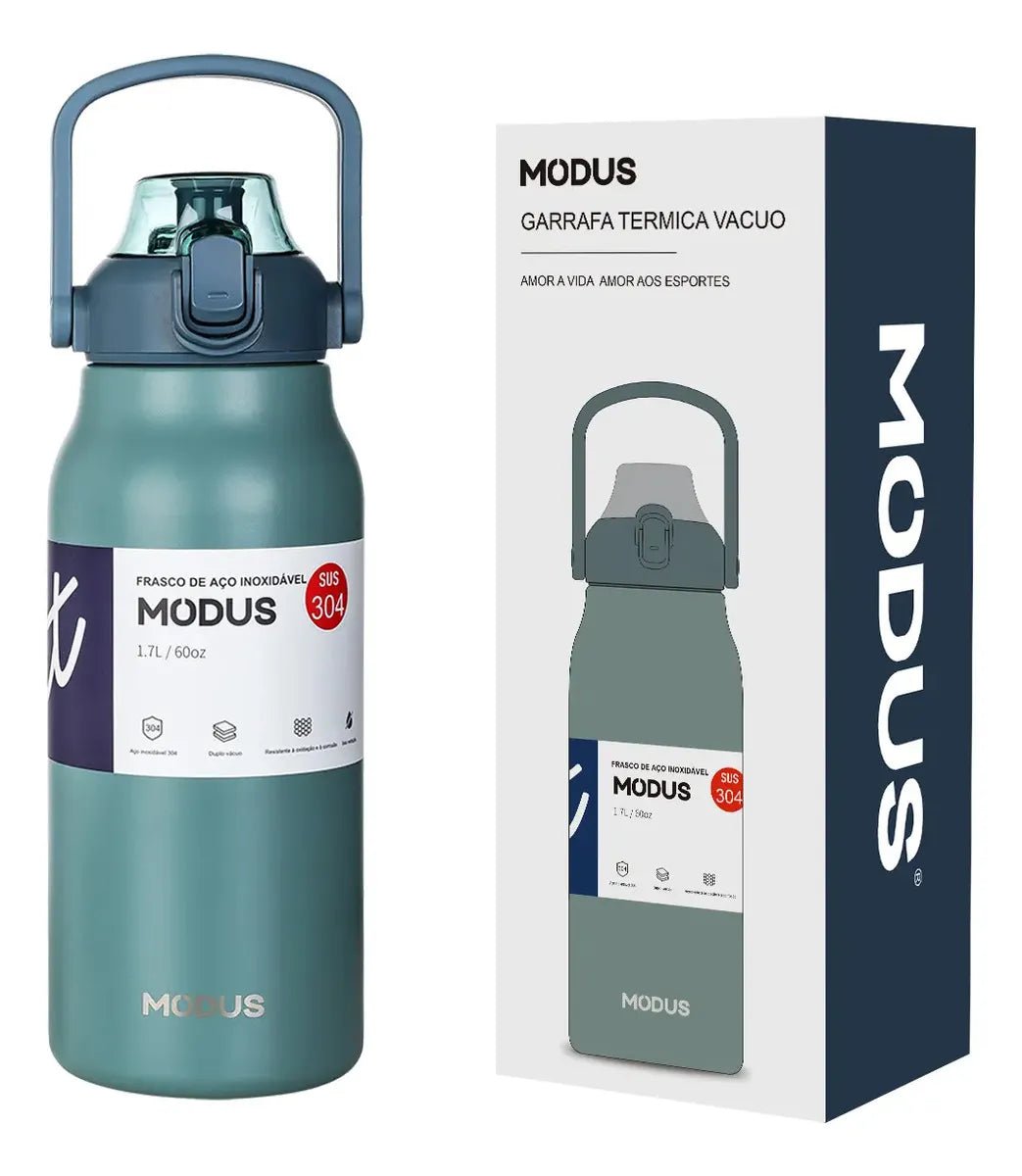 Modus Garrafa Térmica 1,7L Isolamento A Vácuo Azul Petróleo - Customizi