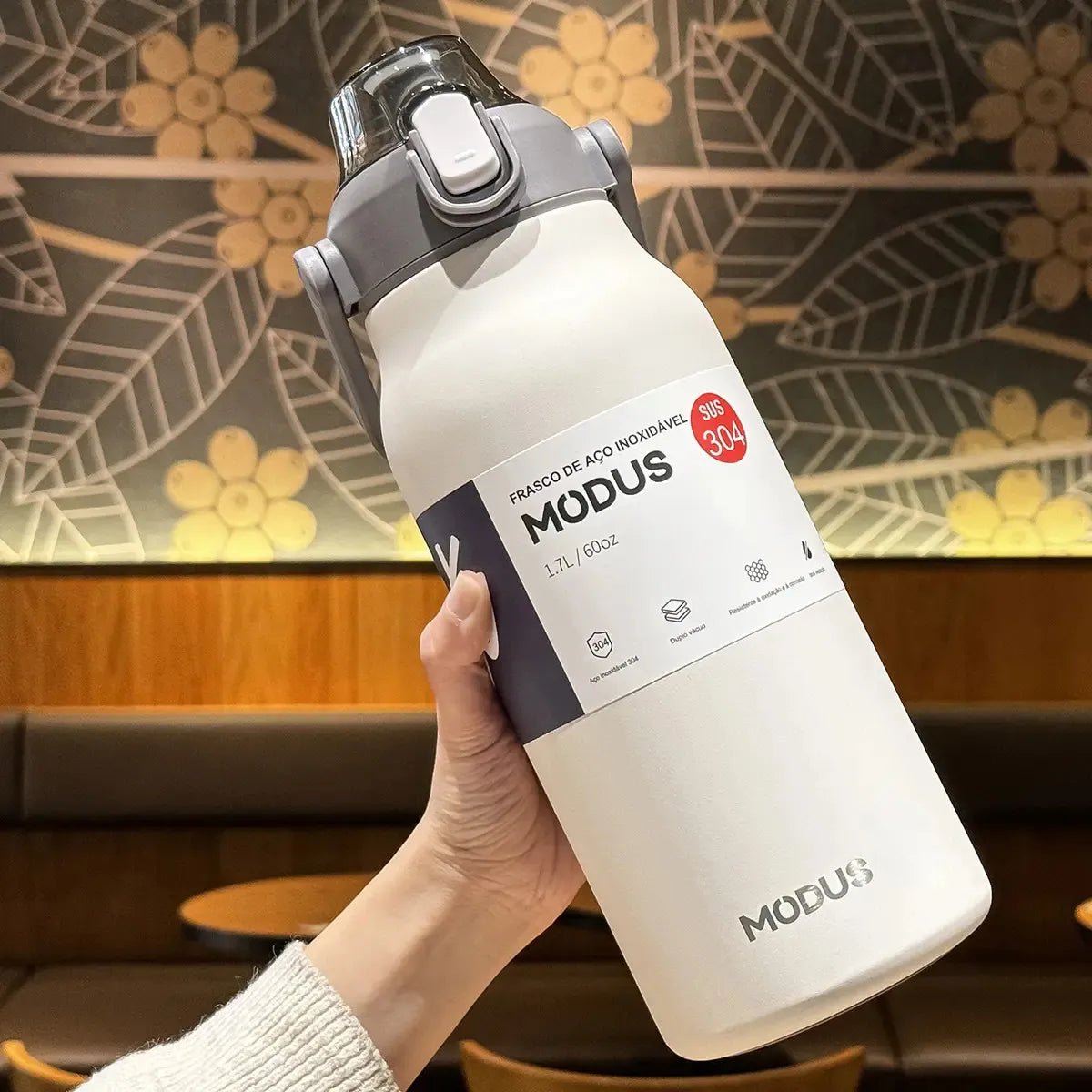 Modus Garrafa Térmica 1,7L Isolamento A Vácuo Branco - Customizi