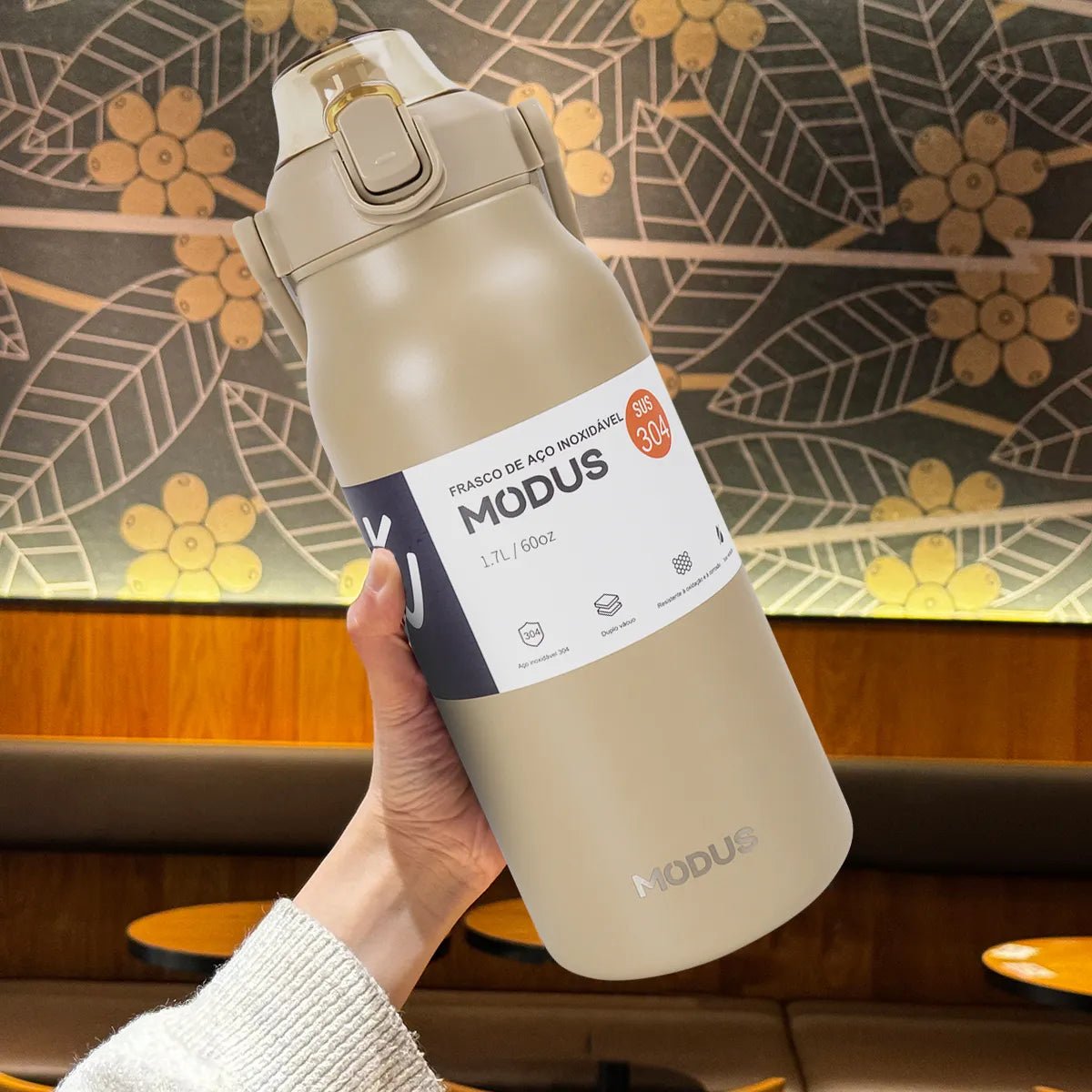 Modus Garrafa Térmica 1,7L Isolamento A Vácuo Caqui - Customizi