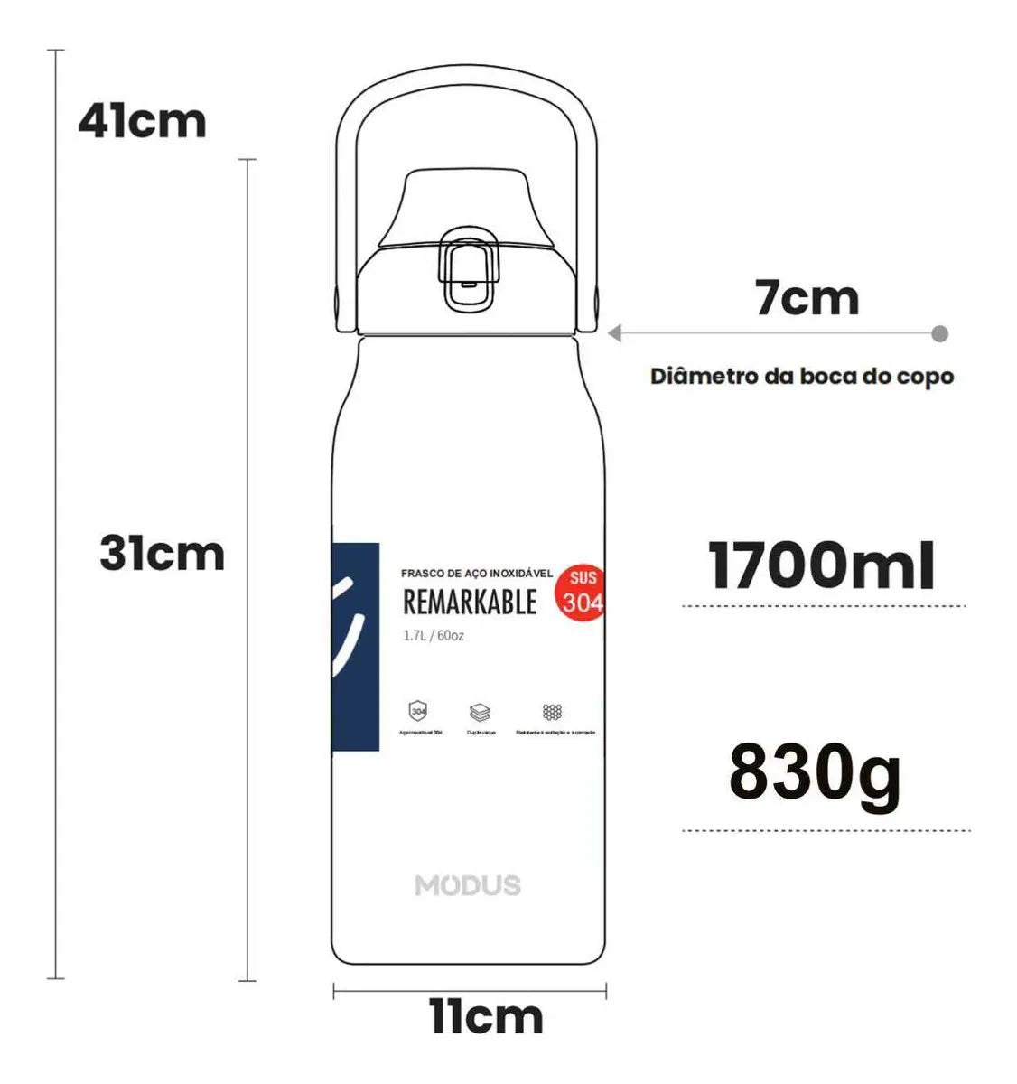 Modus Garrafa Térmica 1,7L Isolamento A Vácuo Verde - Customizi