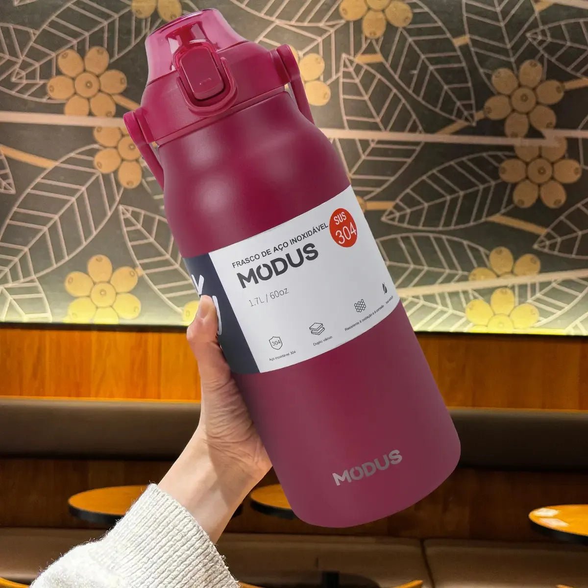 Modus Garrafa Térmica 1,7L Isolamento A Vácuo Vermelho - Customizi