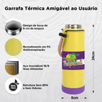 Modus Garrafa Térmica 750ml Aço Inox 304 Com Base De Silicone E Alça Paracord Amarelo E Violeta - Customizi