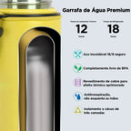 Modus Garrafa Térmica 750ml Aço Inox 304 Com Base De Silicone E Alça Paracord Amarelo E Violeta - Customizi