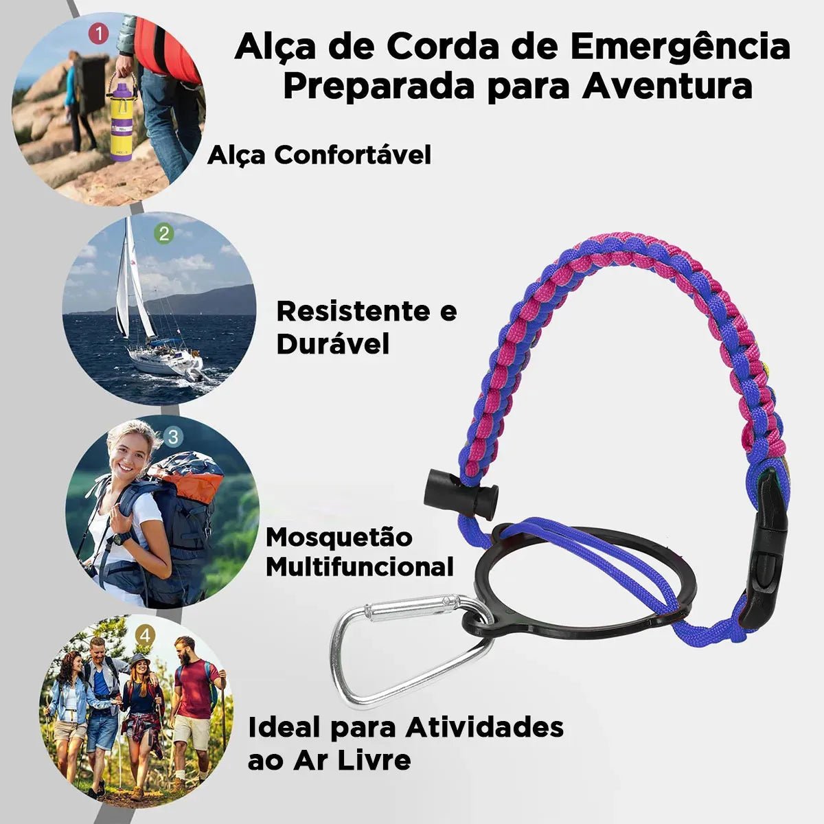 Modus Garrafa Térmica 750ml Aço Inox 304 Com Base De Silicone E Alça Paracord Azul E Rosa - Customizi