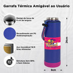 Modus Garrafa Térmica 750ml Aço Inox 304 Com Base De Silicone E Alça Paracord Azul E Rosa - Customizi