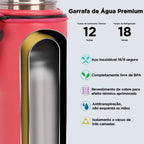 Modus Garrafa Térmica 750ml Aço Inox 304 Com Base De Silicone E Alça Paracord Rosa E Verde Limão - Customizi