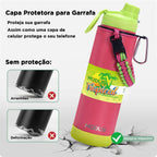 Modus Garrafa Térmica 750ml Aço Inox 304 Com Base De Silicone E Alça Paracord Rosa E Verde Limão - Customizi