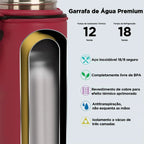 Modus Garrafa Térmica 750ml Aço Inox 304 Com Base De Silicone E Alça Paracord Vermelho E Azul - Customizi