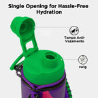 Modus Garrafa Térmica 750ml Aço Inox 304 Com Base De Silicone E Alça Paracord Violeta E Verde - Customizi